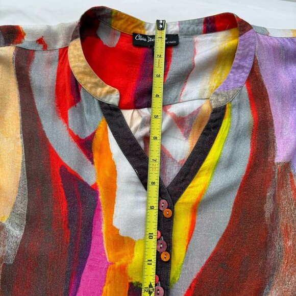 Claire Desjardins Art To Wear Colorful Tunic Blouse Long Sleeve Women's Size XXL - Picture 14 of 16